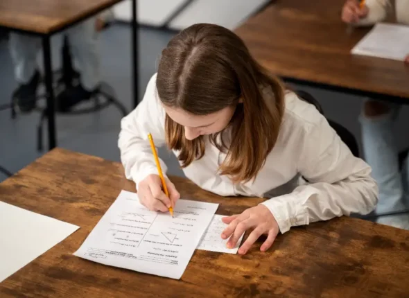 AYT matematik sınavına hazırlanan ve ders çalışan öğrenci